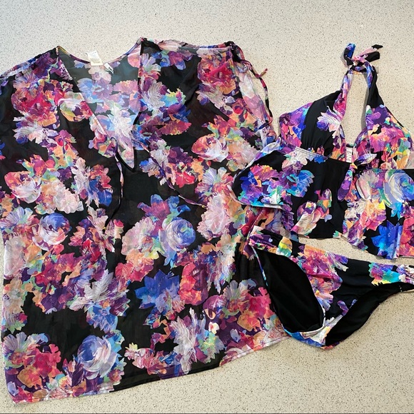 Tankini Swim Set with cover up- Women size L - Picture 1 of 11